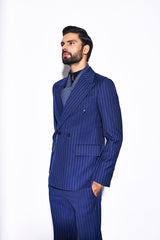 Oxford Blue Pinstripe Suit