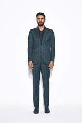Green Windowpane Check Suit