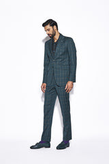 Green Windowpane Check Suit
