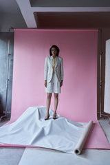 Beige check Sports coat with mom shorts