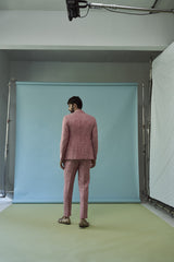 Salmon pink linen suit