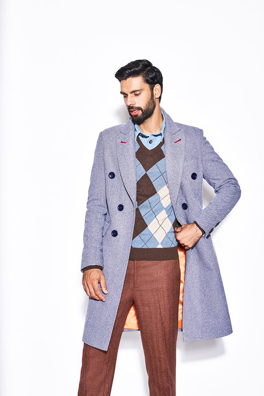 Blue Tweed Overcoat