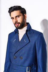 Blue Houndstooth Overcoat