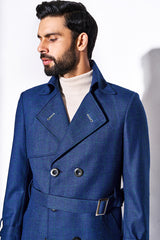 Blue Houndstooth Overcoat