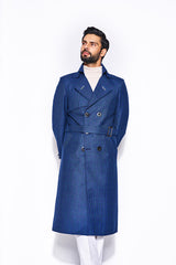 Blue Houndstooth Overcoat