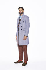 Blue Tweed Overcoat