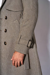 Green Herringbone Tweed Overcoat