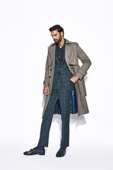 Green Herringbone Tweed Overcoat