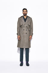 Green Herringbone Tweed Overcoat