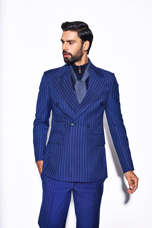 Oxford Blue Pinstripe Suit