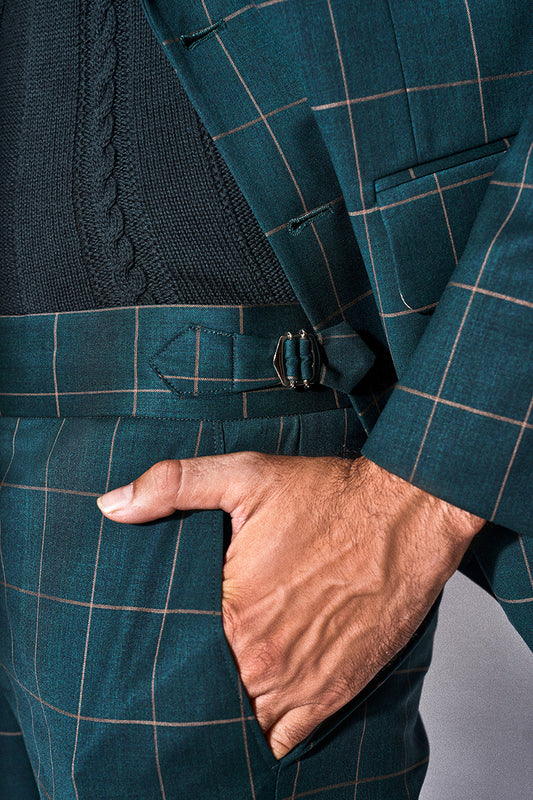 Green Windowpane Check Suit