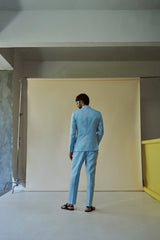 Sky blue linen suit